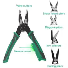 6 in 1 Circlip Pliers Set Snap Ring Pliers Removable Head Retaining Ring Pliers Multi-function Wire Stripper Electricians Voltag